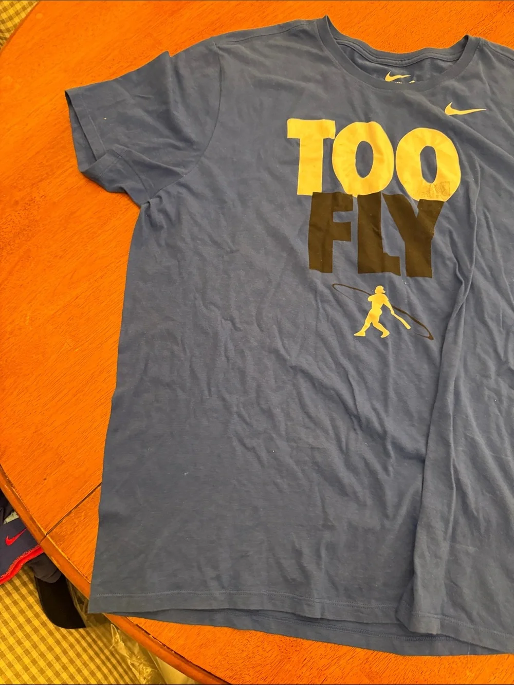 Nike Men's Blue 'TOO FLY' Graphic Short Sleeve Tee